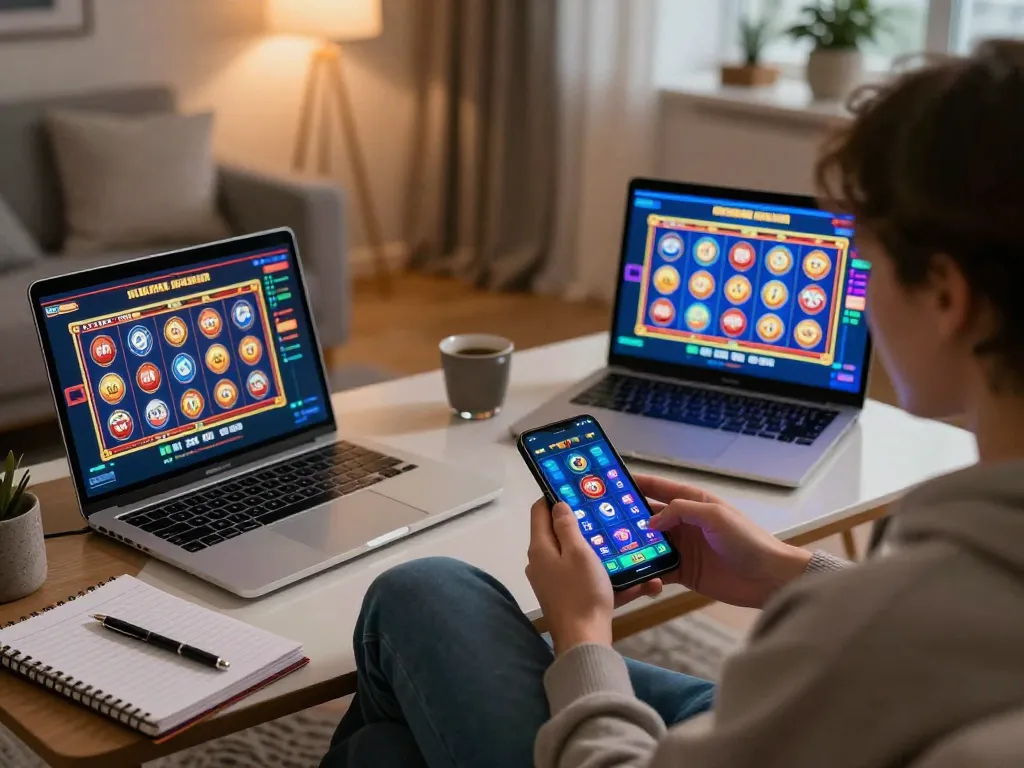 Engaging in Slot Thailand games on a smartphone app in a cozy home setting
