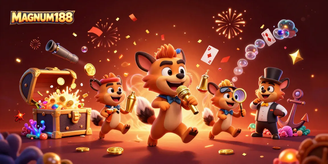 Join the fun at MAGNUM188's lively casino, where hyenas entertain with comedy and drinks!