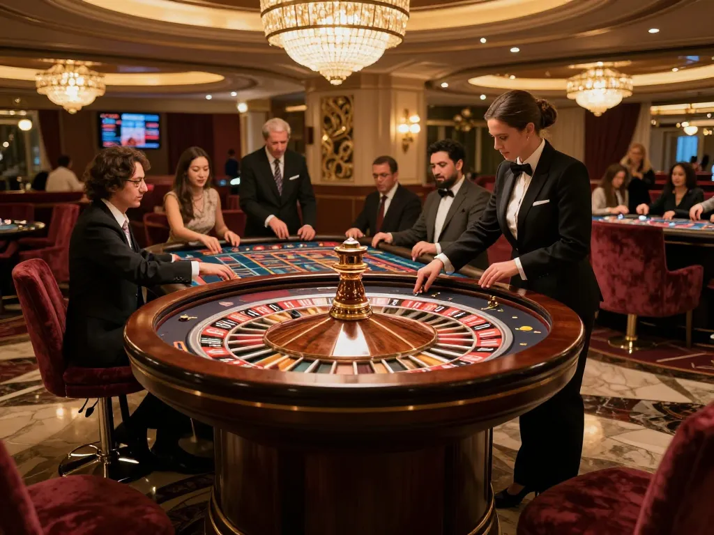 O8 players eagerly placing bets at a roulette table, showcasing the thrill of winning strategies