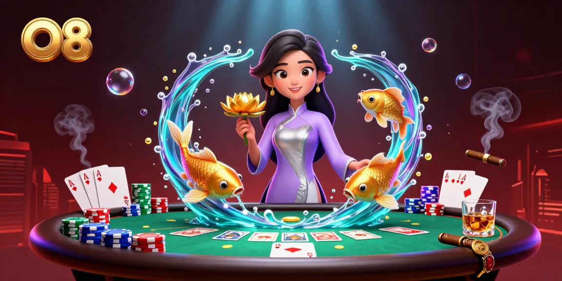 O8 engages players with a vibrant 3D illustration of a casino scene featuring a skilled dealer and dynamic gameplay.