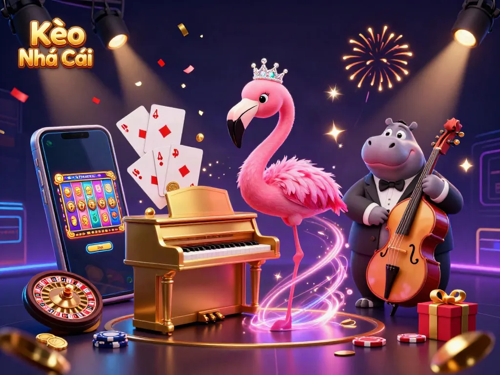 Bet on Kèo Nhà Cái with vibrant casino scene featuring dynamic characters and games.