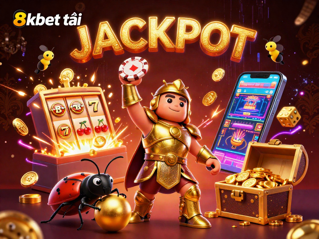 Engage with thrilling gameplay at 8xbet tải with a vibrant casino scene of beetles celebrating jackpot wins.