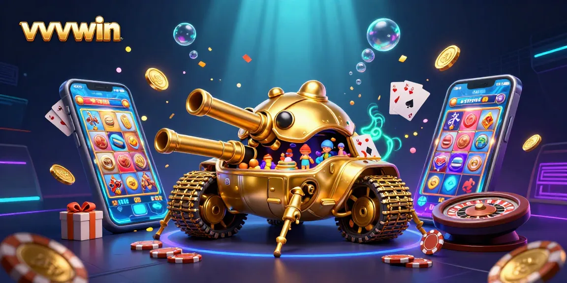 Experience thrilling gameplay at vvvwin with a dynamic 3D casino illustration showcasing excitement and rewards.