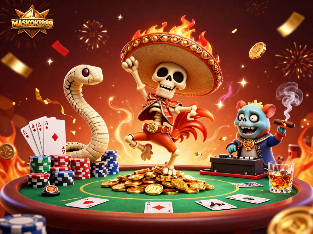 Engage in electrifying gaming excitement with MASKOKI889's vibrant casino scene.