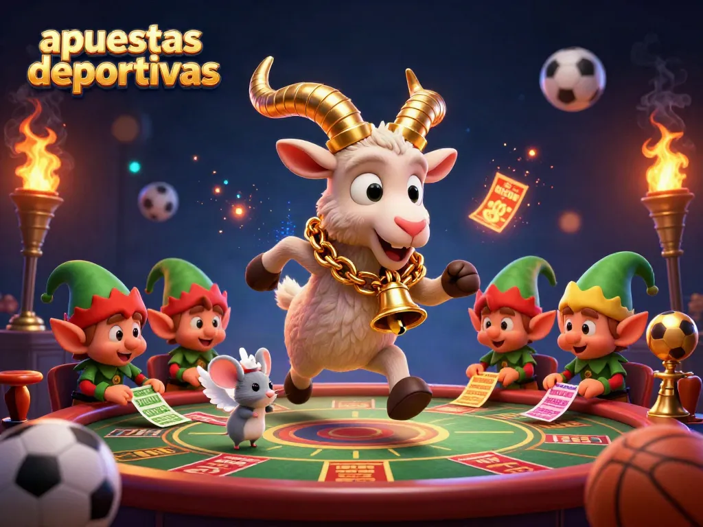 Apuesta deportiva emocionante en un casino con personajes divertidos y elementos de juego vibrantes.
