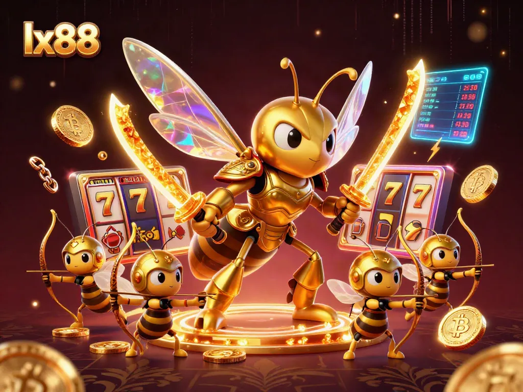 Experience thrilling slots and jackpots with lx88 featuring a golden hornet in combat.