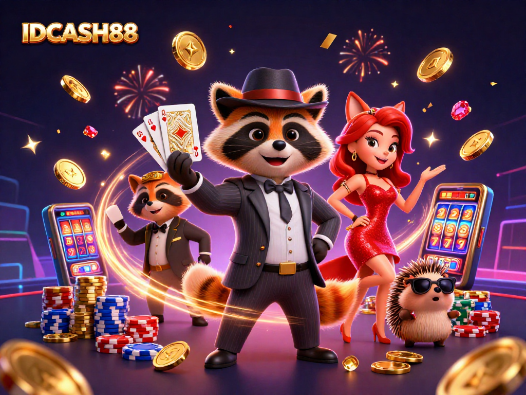 Experience thrilling wins with IDCASH88 at the lively casino with animated characters.