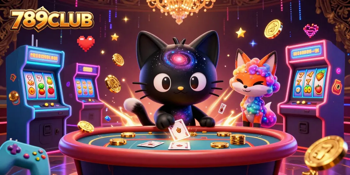 Engage in thrilling games at 789CLUB with a cosmic feline charm attracting golden chips.
