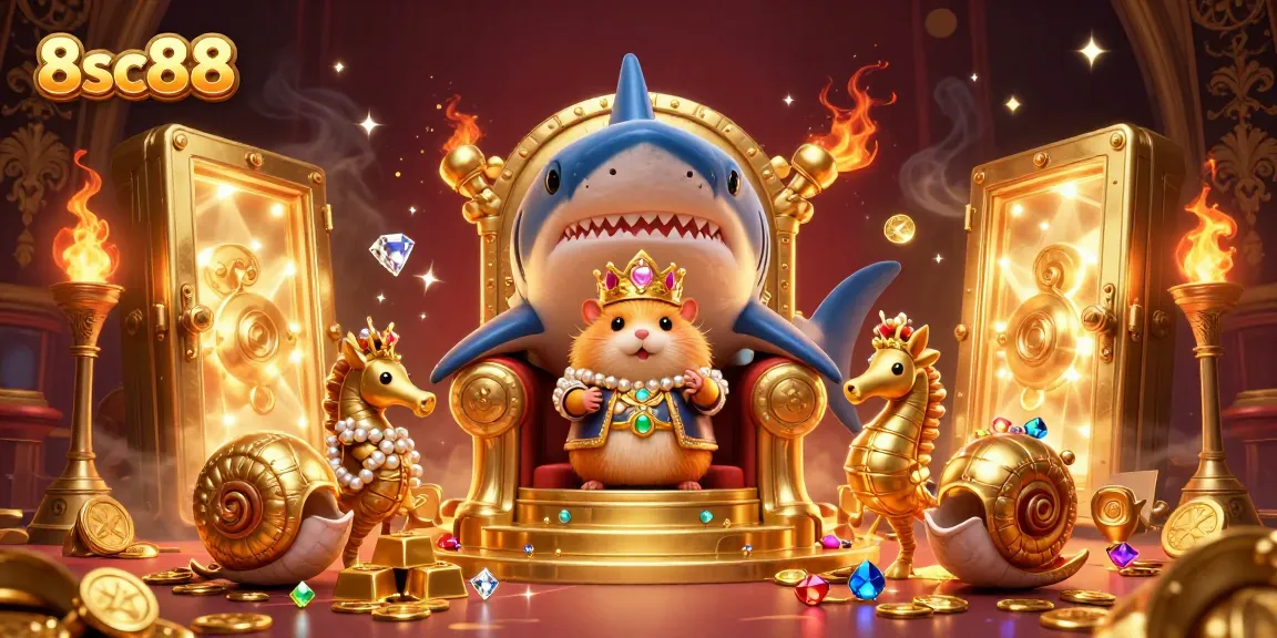 Experience thrilling gaming action at 8sc88 with a lively 3D fantasy casino illustration.
