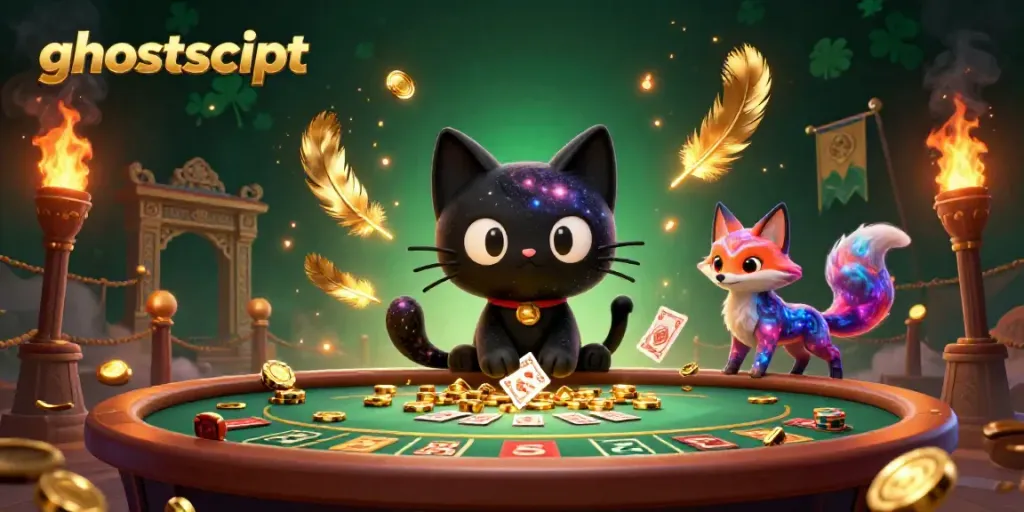 Engaging scene featuring ghostscript-themed cosmic casino with magical elements.