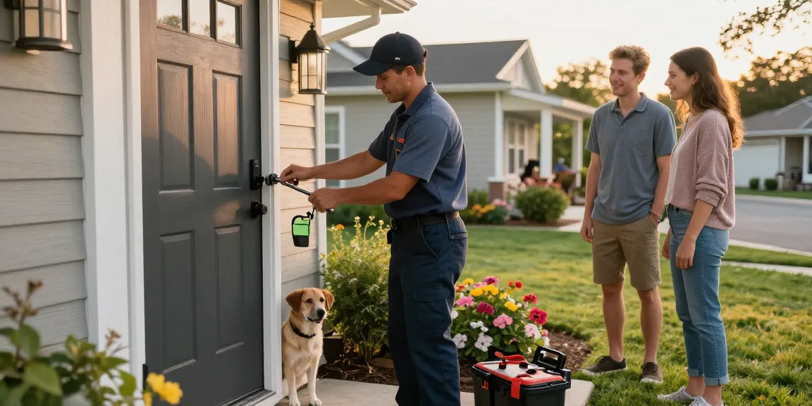 Locksmith Apex NC providing reliable and friendly home unlocking service in a suburban setting.