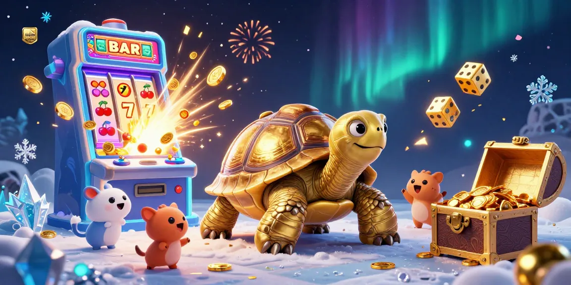 Experience the thrill with QQCASH188 as small animals eagerly await their turn at the colossal tortoise pinball machine.