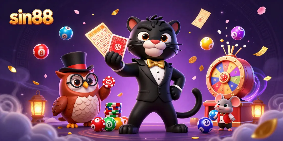 sin88 engages players with an exciting scene featuring a panther dealer and lively game elements.
