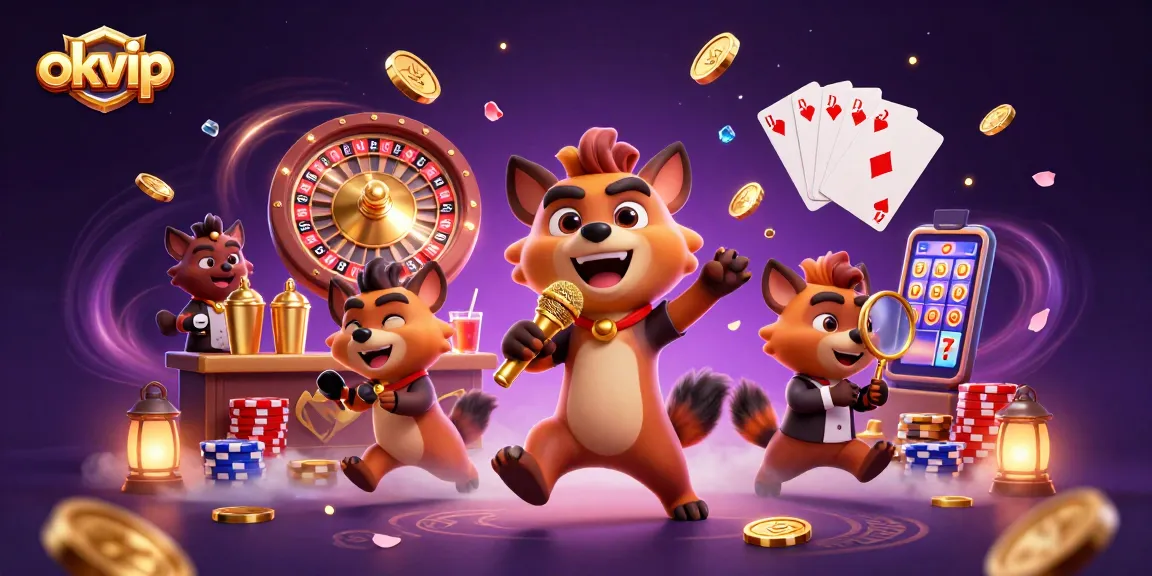 okvip hyenas in a vibrant casino scene, showcasing humor and excitement through gambling fun.