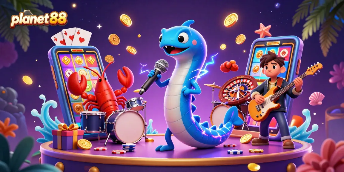 Experience thrilling wins at planet88, featuring vibrant underwater gaming with dynamic characters and casino elements.