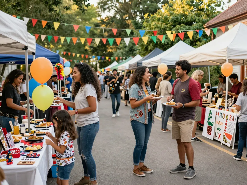 Vibrant outdoor street festival capturing pg bokep culture with diverse activities.