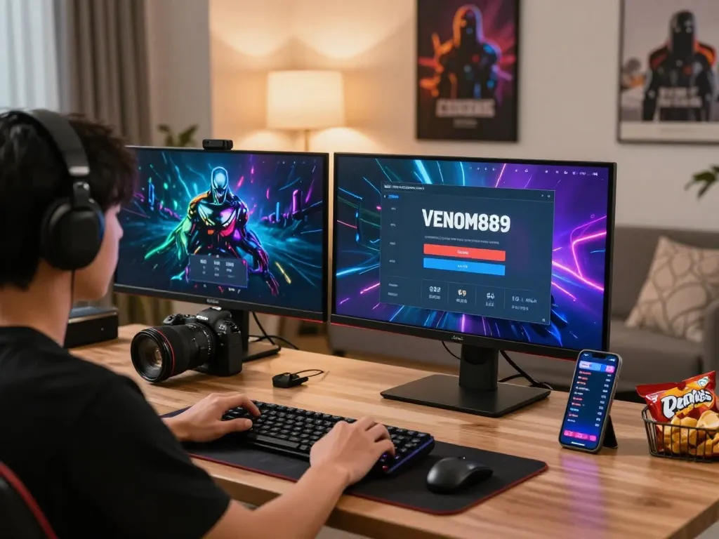 VENOM889 Login game interface on multiple screens in an engaging online setup.