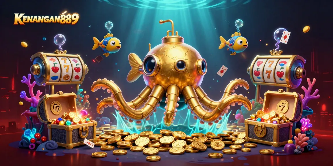 Spin the reels on KENANGAN889 as golden treasures fill the underwater scene with excitement!