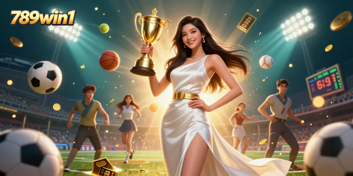 Experience thrilling sports betting with 789win1 in a dynamic casino scene featuring a confident winner.
