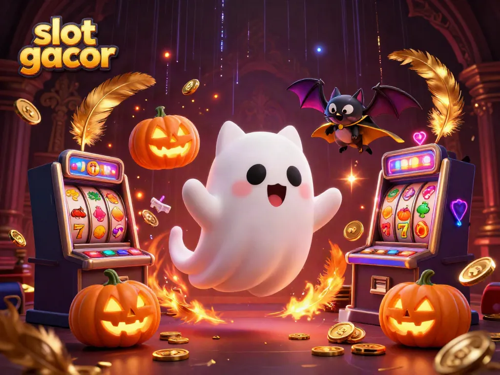 Experience thrilling slot gacor action with our vibrant haunted casino scene featuring ghostly characters.