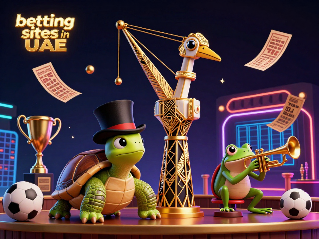 Engage with premium betting sites in UAE featuring a vibrant 3D scene of cartoon characters amidst dynamic sports elements.