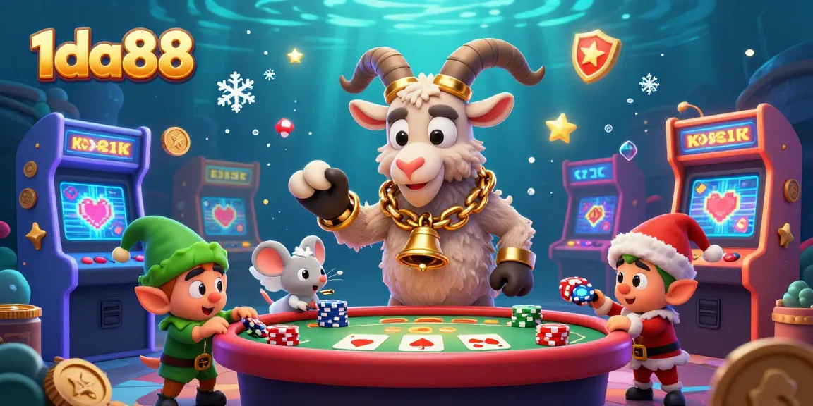 Experience thrilling gameplay at 1da88 with festive Krampus orchestrating a vibrant casino atmosphere.