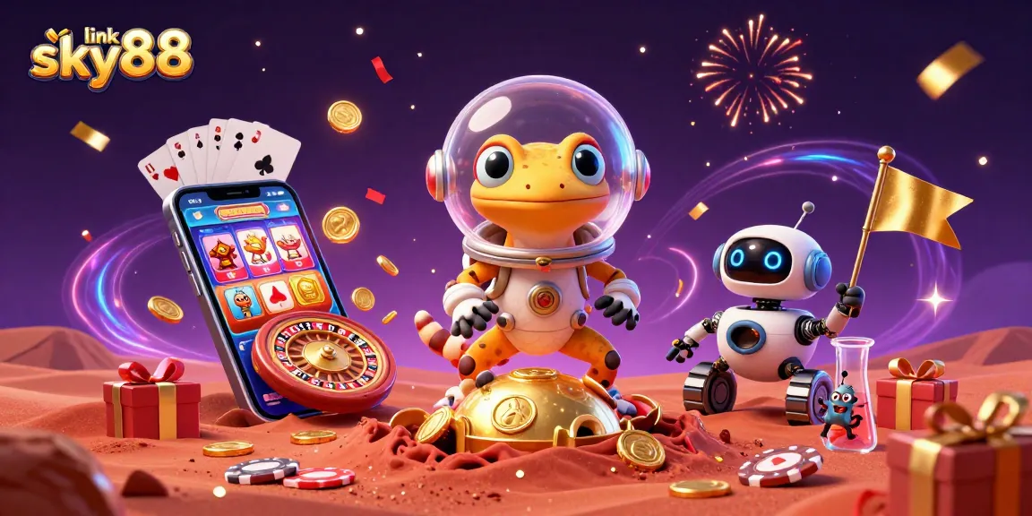 Experience link sky88's exciting casino action with a Martian gecko and golden treasures!