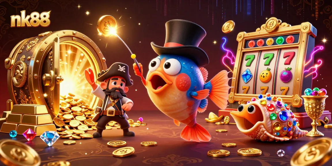 Experience thrilling gameplay at nk88 with colorful slot reels and magical treasure visuals.