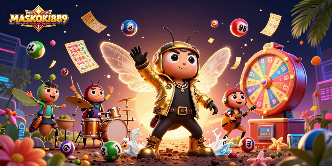 Experience winning thrills with MASKOKI889's vibrant lottery scene packed with exciting elements.