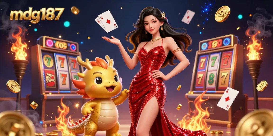 Spin the jackpot with mdg187 in this vibrant casino scene showcasing the excitement of slot games.