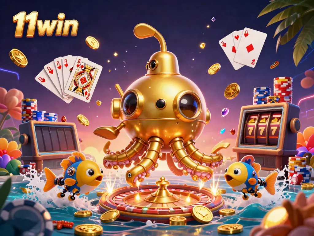 Experience thrilling gameplay at 11win with golden coins and exciting game elements in a rich casino scene.