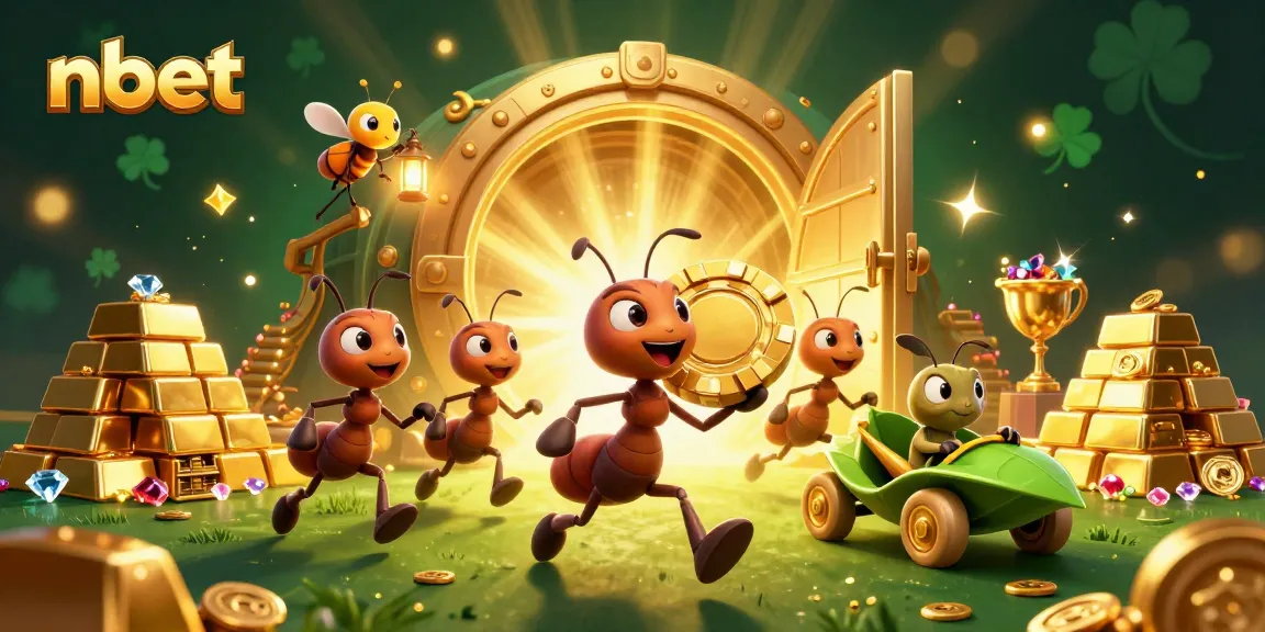 nbet transforms action with ants carrying a giant poker chip in a vibrant heist scene.