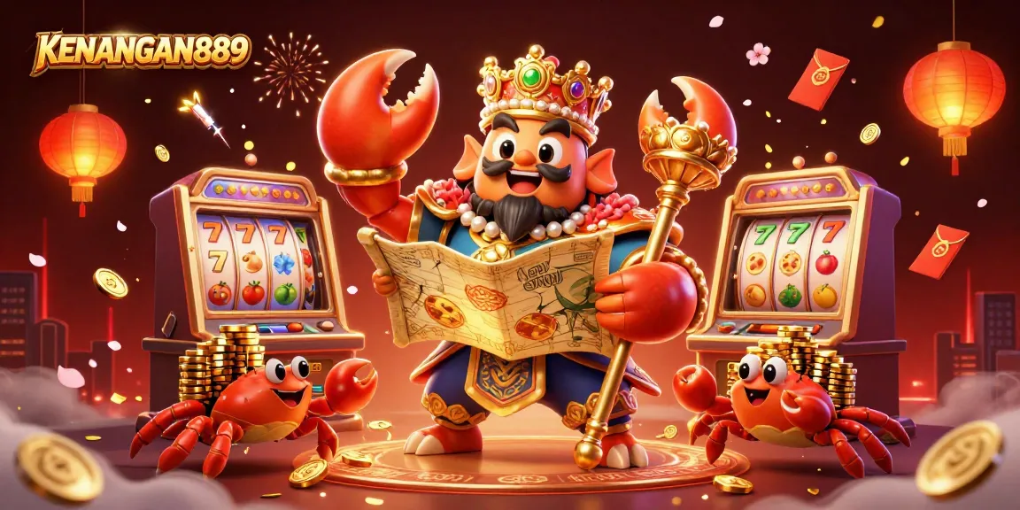 Experience the thrill of KENANGAN889 with a vibrant casino-themed adventure featuring a golden crab emperor.