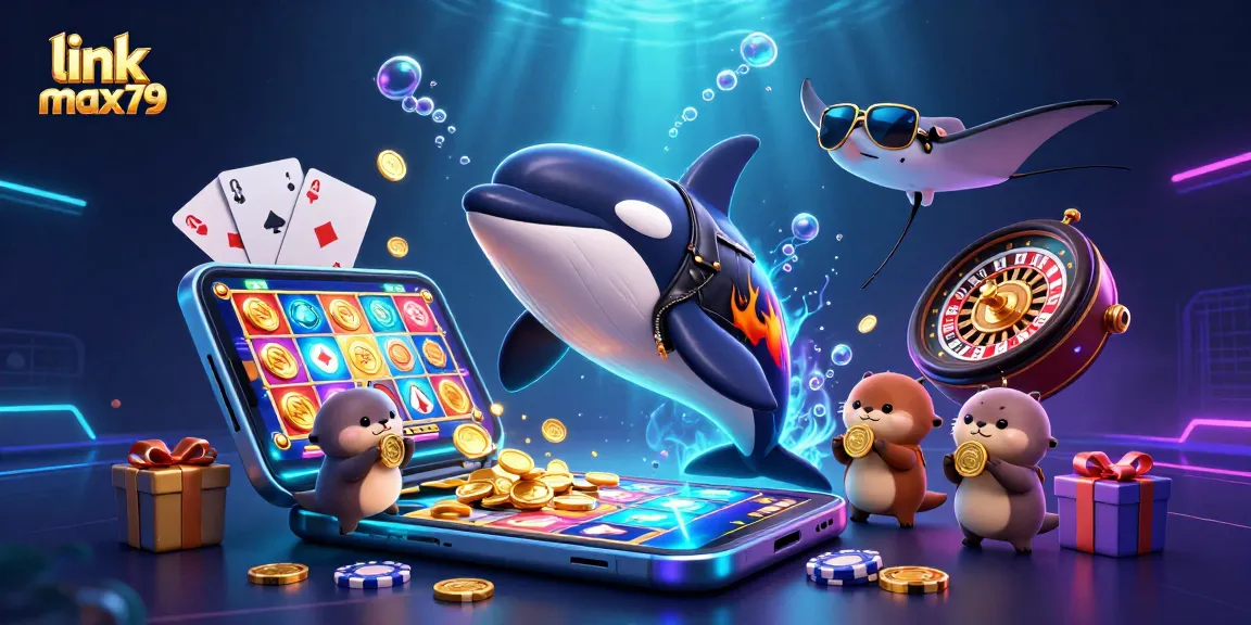 Spin to win big with link max79 as a vibrant undersea casino adventure unfolds with animated characters.