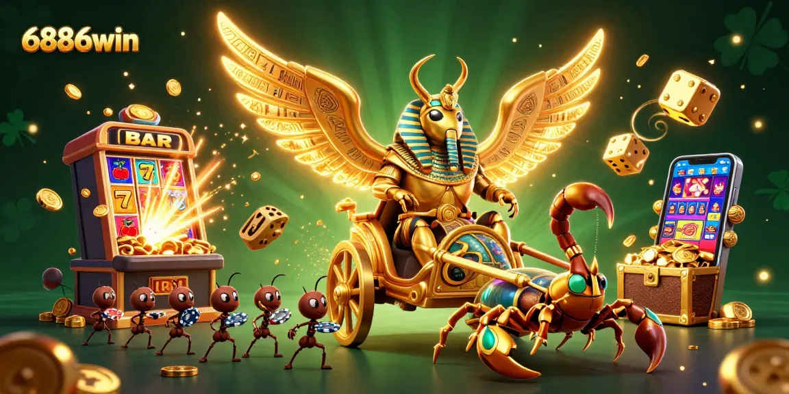 Experience thrilling wins at 6886win with a dynamic casino scene featuring vibrant game elements.