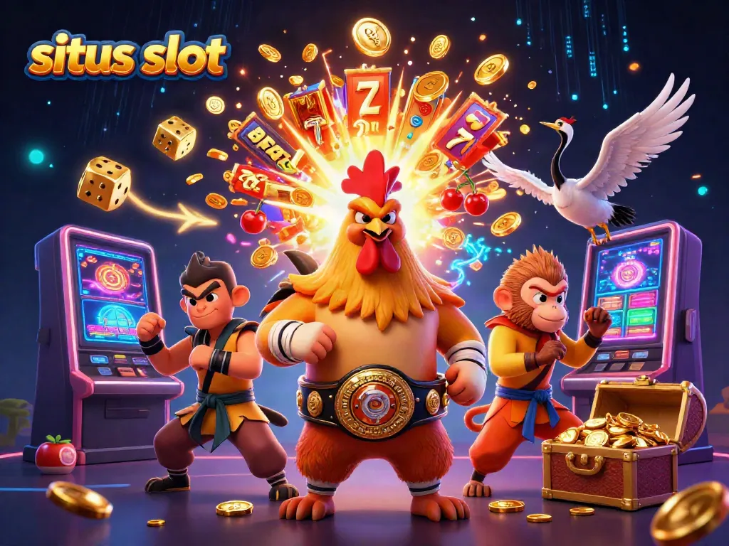 Spin the reels at situs slot with fierce Muay Thai rooster, Shaolin monkey, and wise crane amidst jackpots