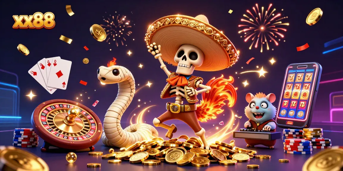 Spin to win with xx88 casino games, reveling in victory and treasures!