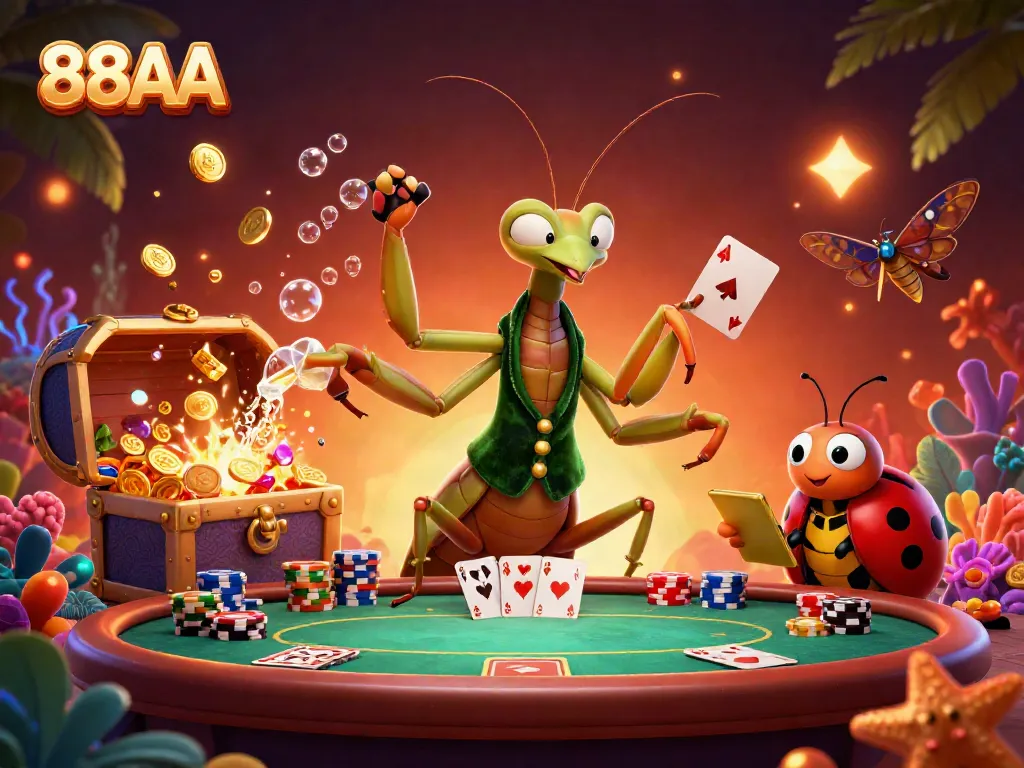 Experience the excitement of 88AA with this vibrant casino scene featuring colorful characters and dynamic game elements.