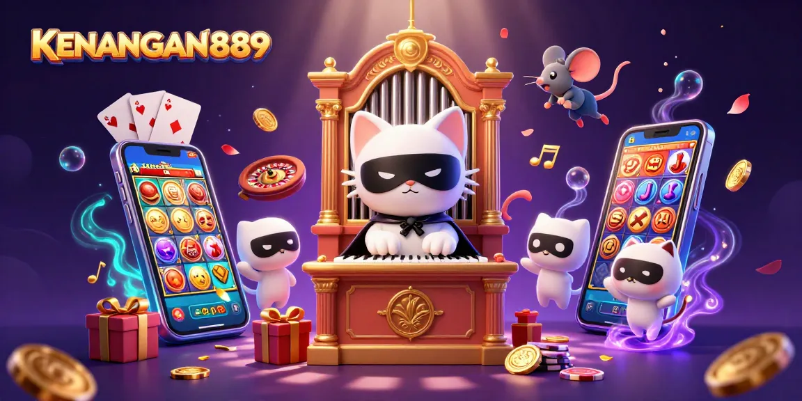 Experience thrilling gameplay with KENANGAN889’s vibrant casino illustration featuring slots and more.