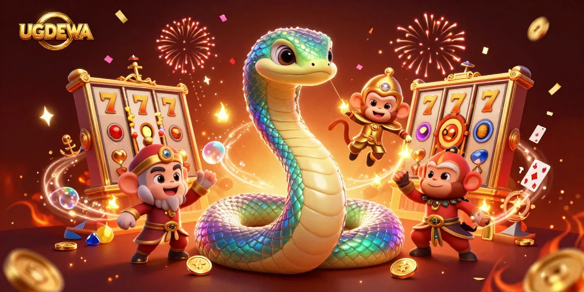 Spin jackpots at UGDEWA with fun characters like a rainbow serpent and a golden monkey king