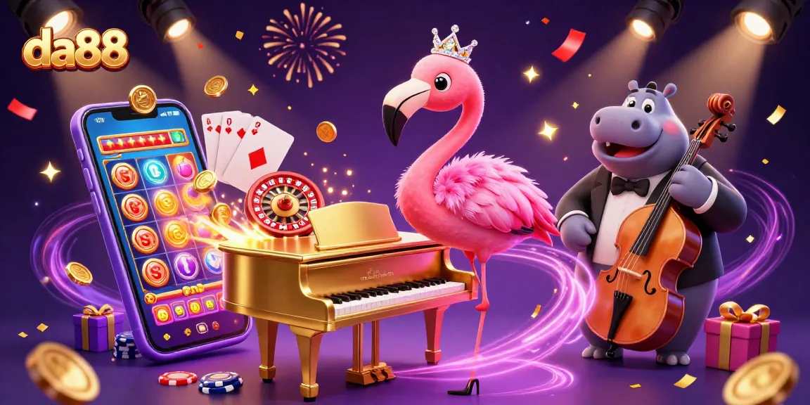 Play thrilling slot games at da88, featuring unique characters and festive casino excitement.