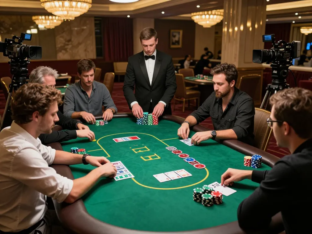 KADAL 778 players engaged in an intense casino poker game with colorful chips and ambient lighting