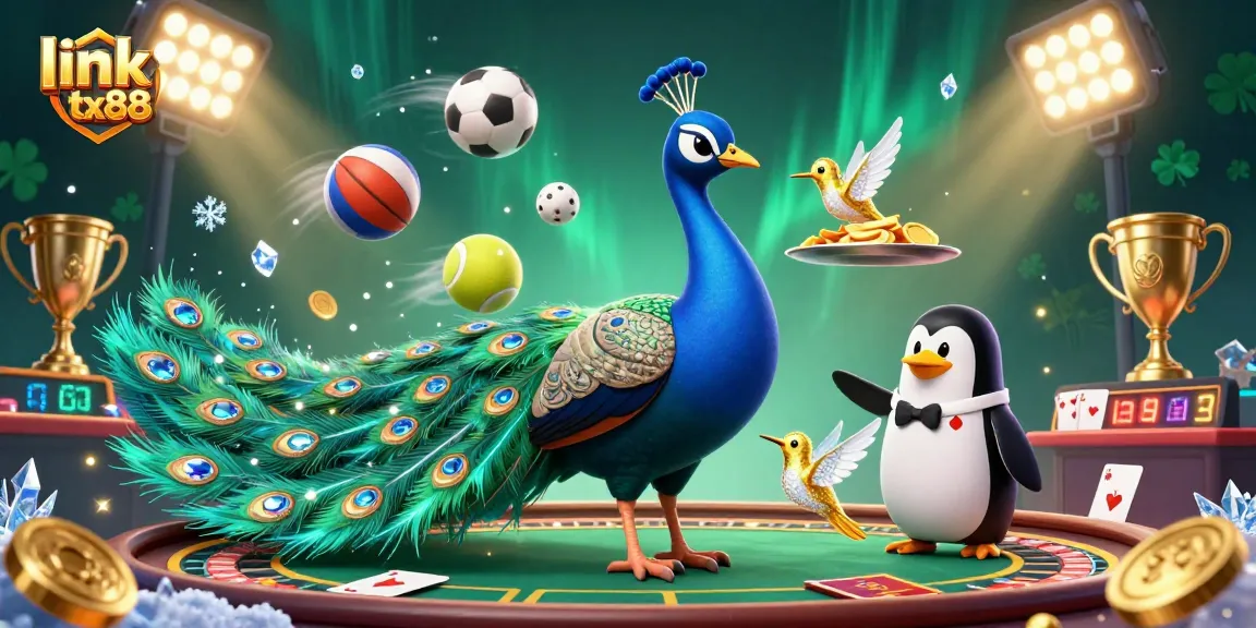 Experience excitement with link tx88 at a live casino, featuring dynamic 3D characters and gaming elements.