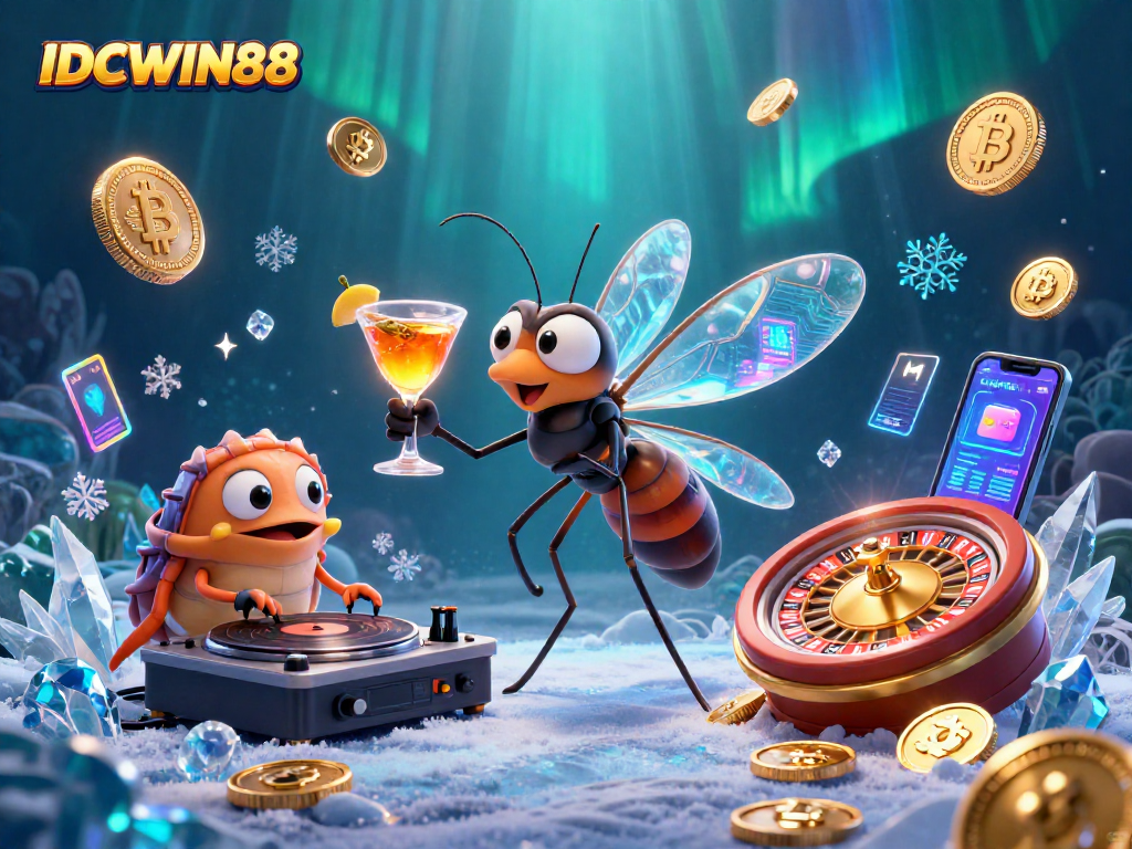 Spin and win at IDCWIN88 with this vibrant casino-themed illustration showcasing engaging characters and elements.