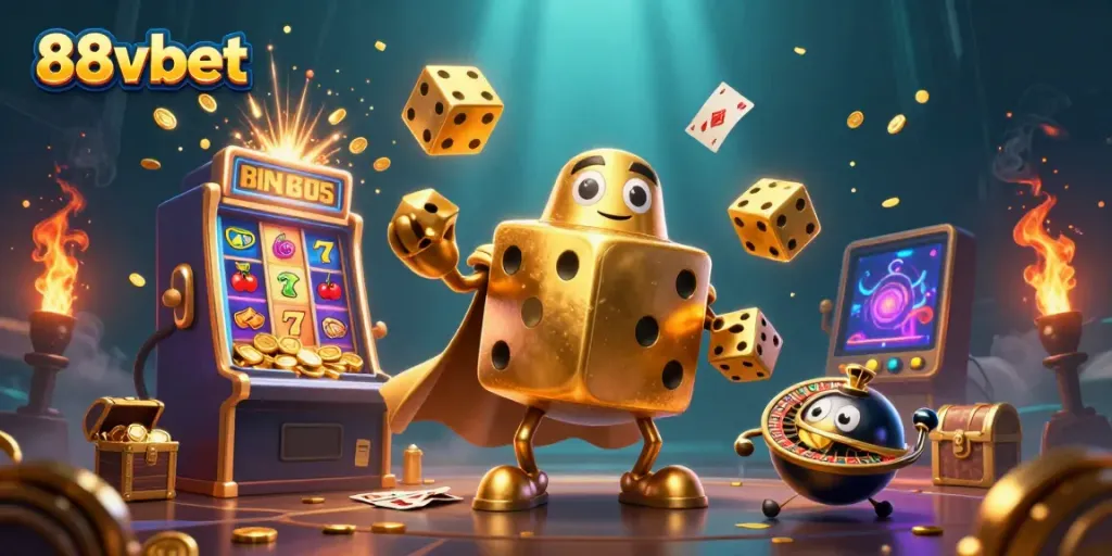 Experience the vibrant 88vbet world of online gaming with golden dice and exciting jackpot elements.