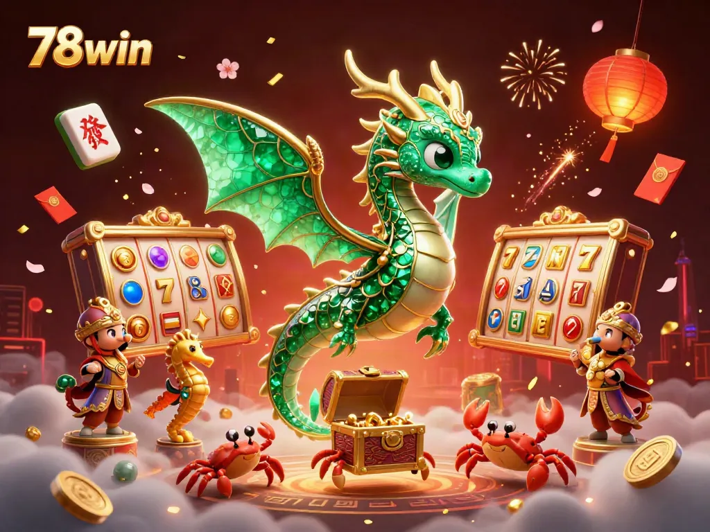 Experience the thrill of 78win with vibrant slots and an enchanting sea dragon in action.