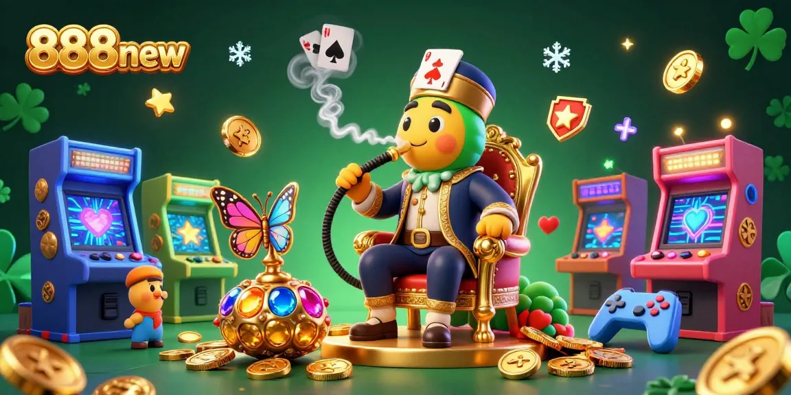 Play exciting games at 888new with vivid 3D illustrations depicting casino action and gaming elements.