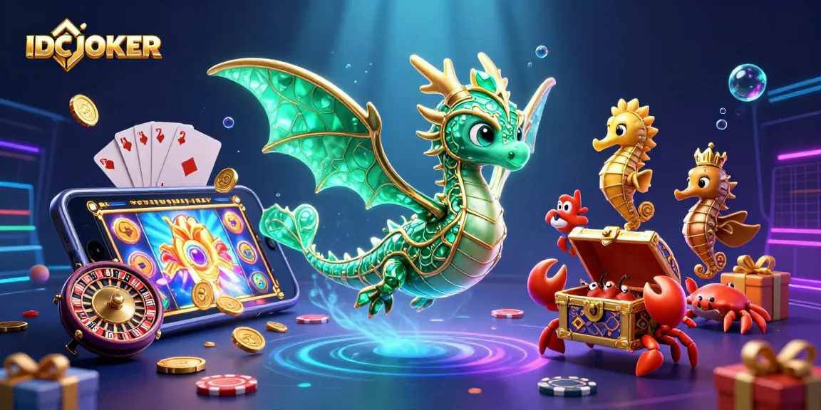 IDCJOKER showcases a vibrant 3D sea dragon scene with dynamic slot game elements.