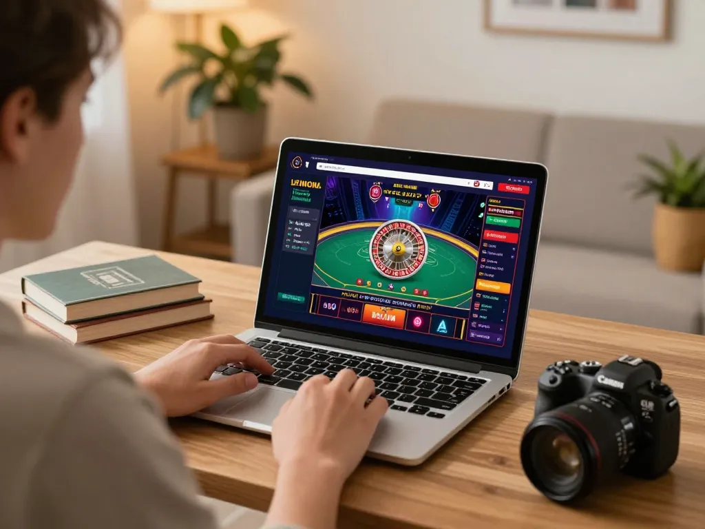 Engaging online gameplay on a laptop with a focus on rokok88 live dealer roulette action.