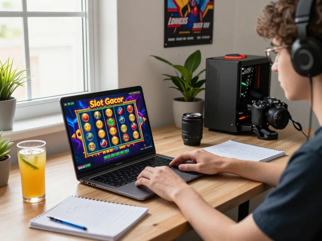 Engaging gameplay on Slot Gacor showing vibrant graphics and a focused gamer.